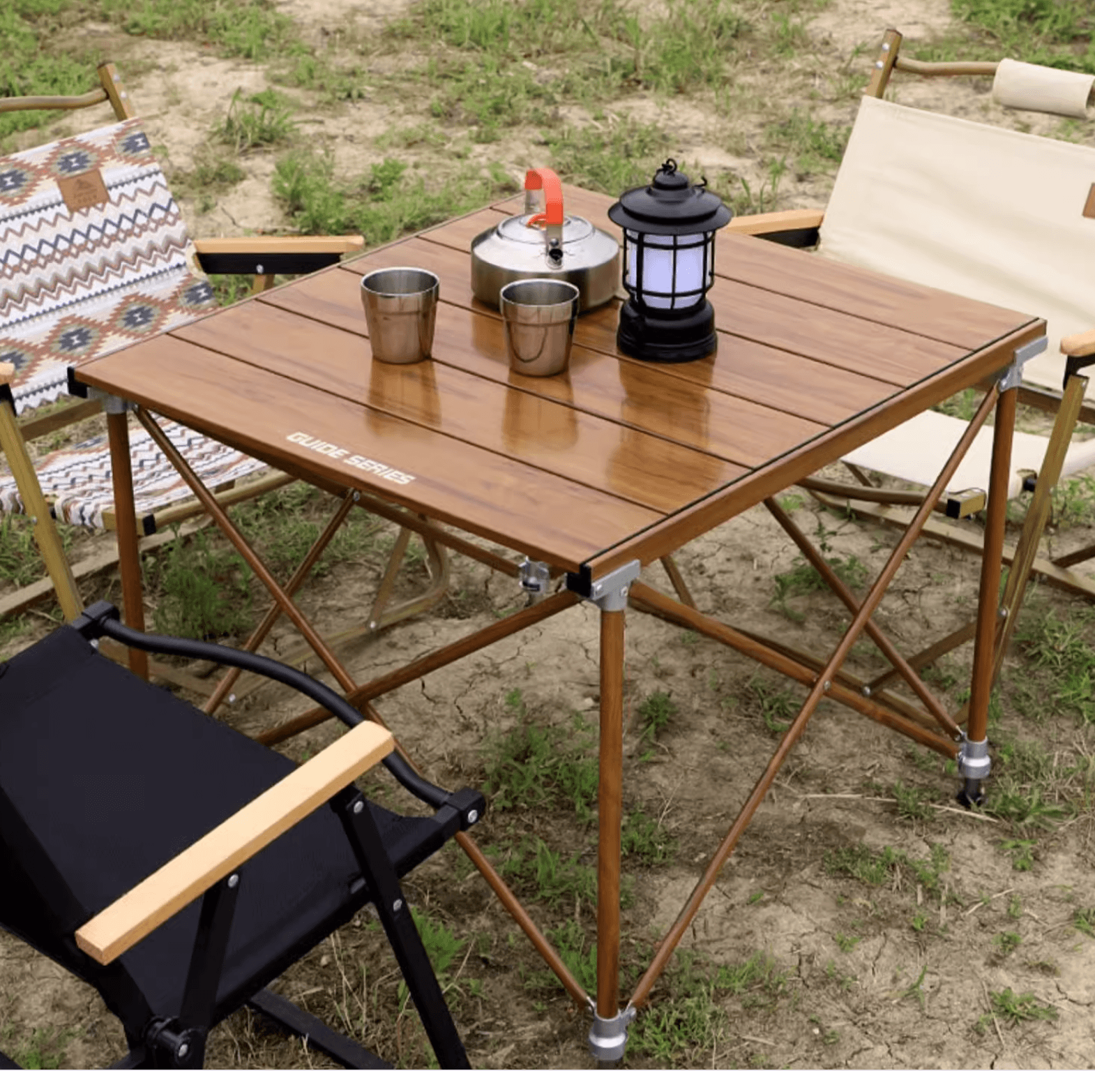 アウトドアテーブル 折りたたみ式 アルミロールテーブル