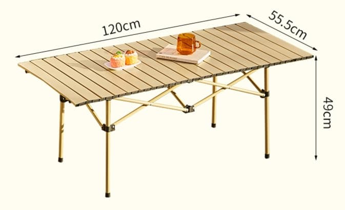 アウトドアテーブル アルミ製ロール式キャンプテーブル