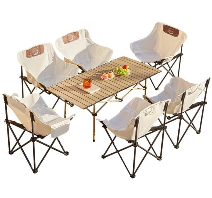 アウトドアテーブル キャンプ用ウッド調テーブル＆チェアセット