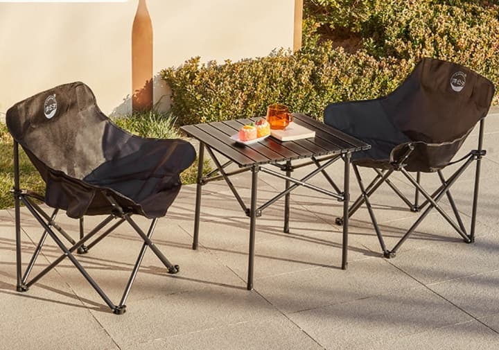 アウトドアテーブル キャンプ用ウッド調テーブル＆チェアセット