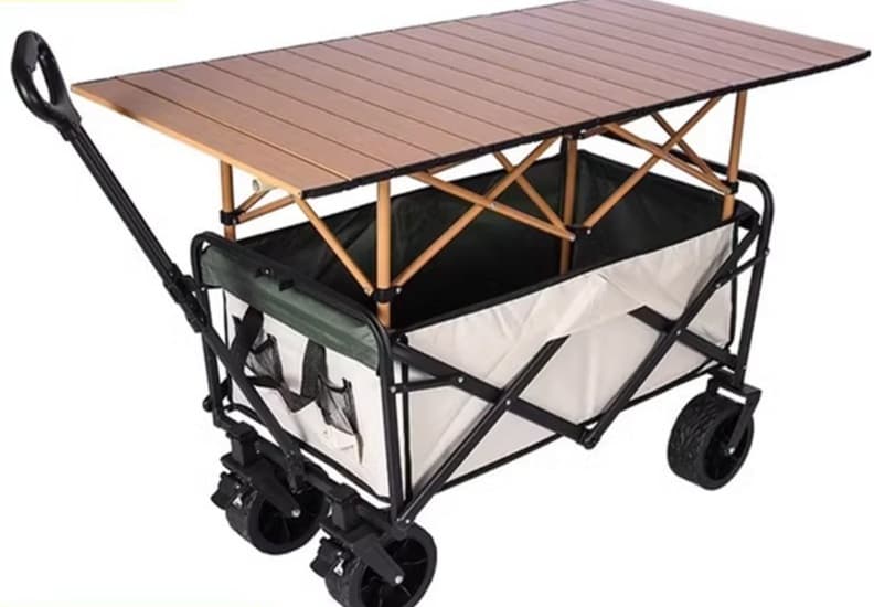 アウトドアテーブル 折りたたみ式 収納便利ワゴンテーブル