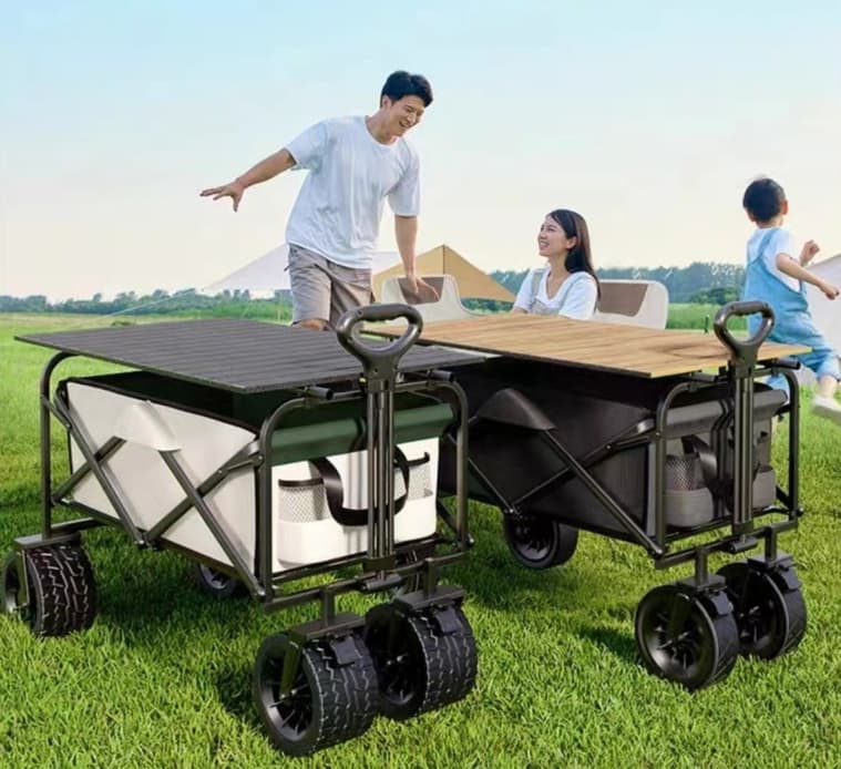 アウトドアテーブル 折りたたみ式大型キャリーワゴンテーブル