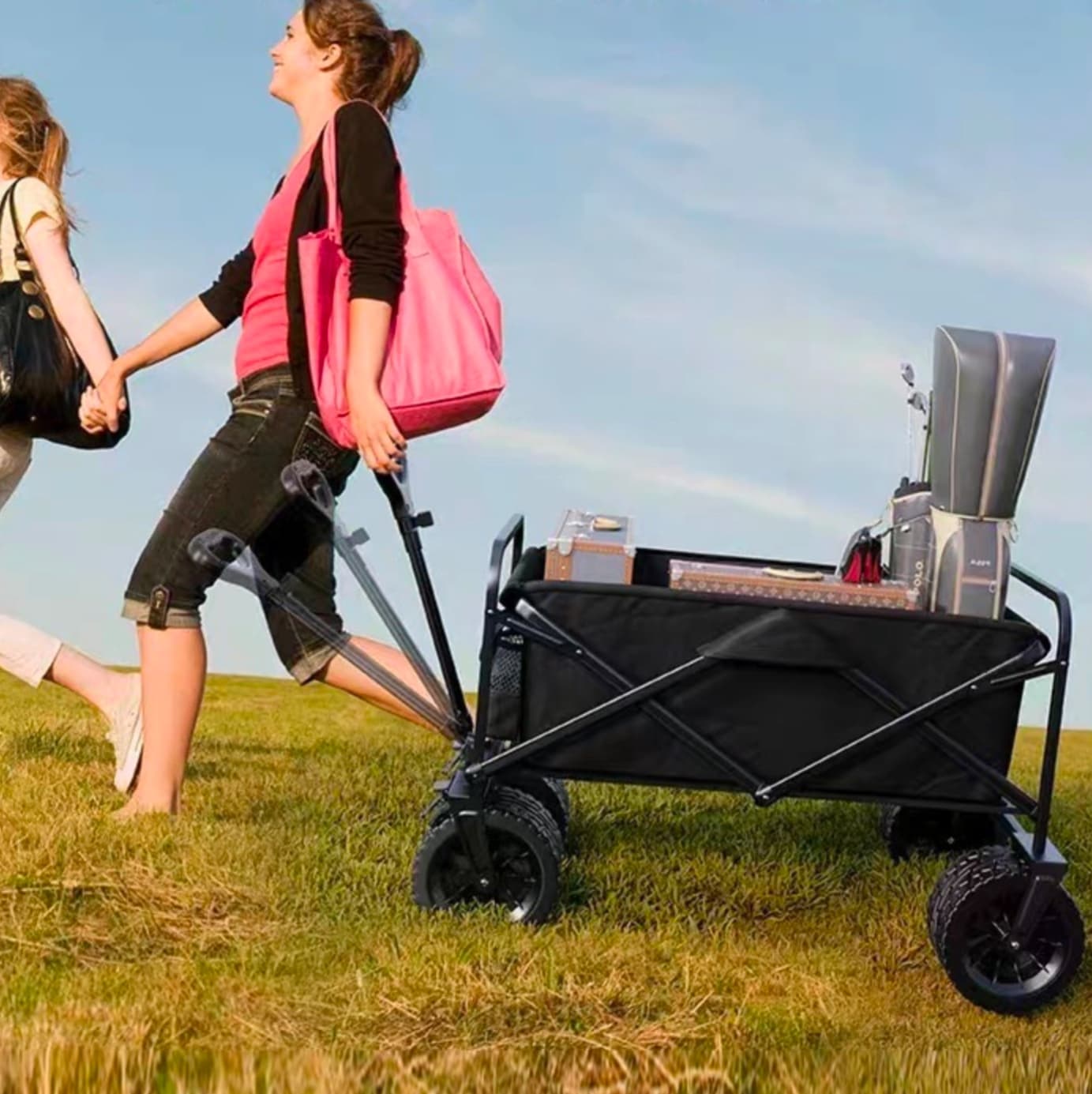 アウトドアテーブル 折りたたみ式大型キャリーワゴンテーブル