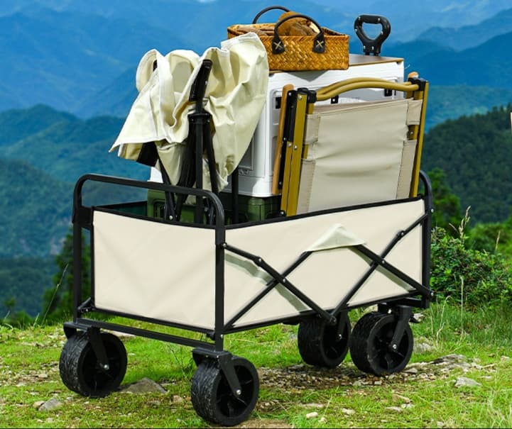 アウトドアテーブル 折りたたみ式キャリーワゴン アウトドア収納カート