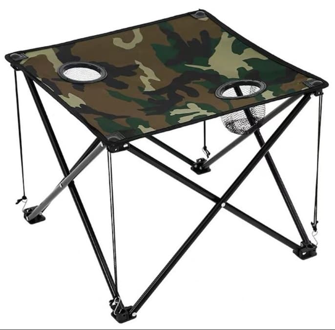折りたたみ式 収納ドリンクホルダー付きアウトドアテーブル