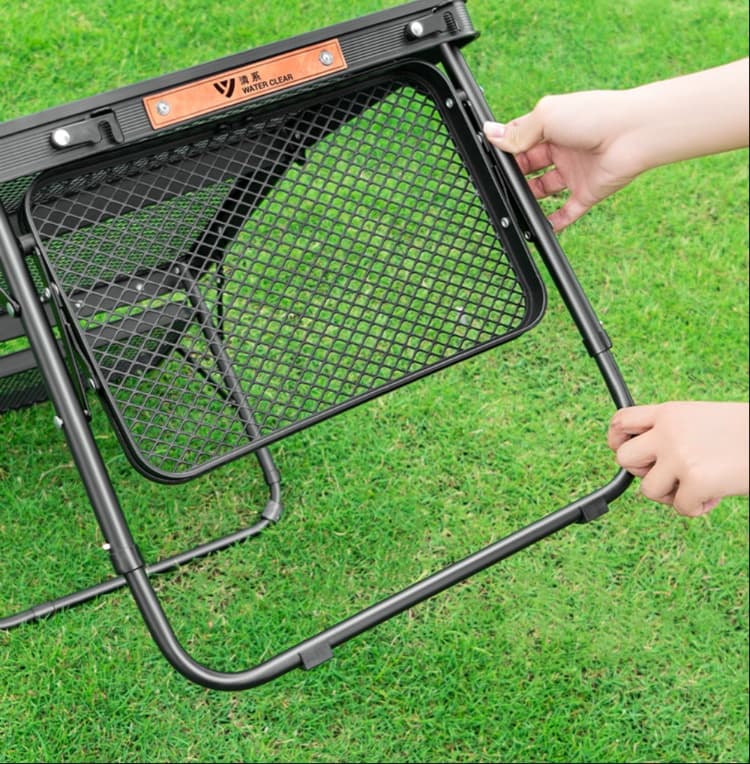 アウトドアテーブル 高さ調節可能 軽量メッシュ式折りたたみテーブル