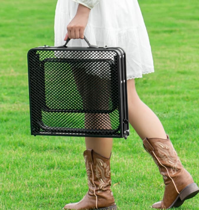 アウトドアテーブル 高さ調節可能 軽量メッシュ式折りたたみテーブル