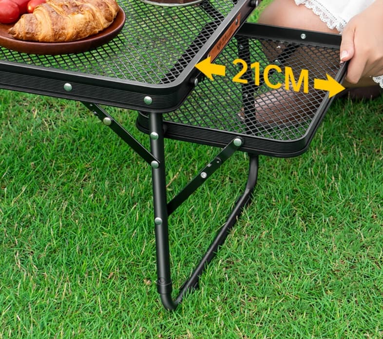 アウトドアテーブル 高さ調節可能 軽量メッシュ式折りたたみテーブル