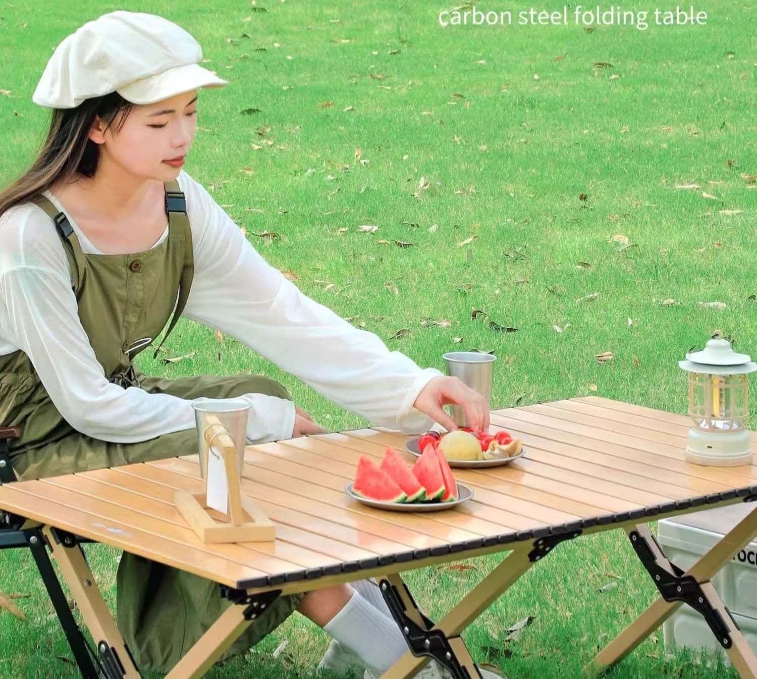 折りたたみ式 木製 アウトドアローテーブル