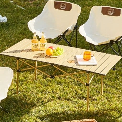 アウトドアテーブル アルミ製ロール式キャンプテーブル