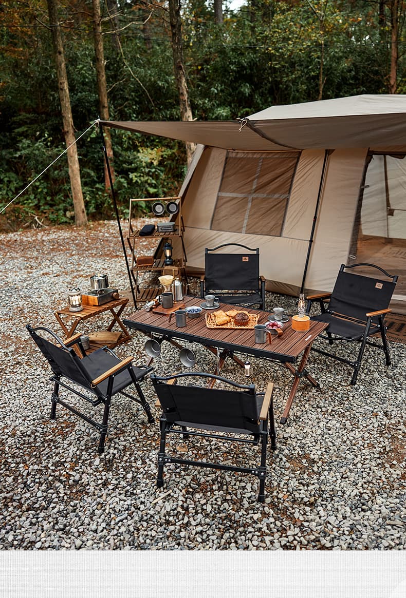  アウトドア折りたたみ式　ウッドローテーブル