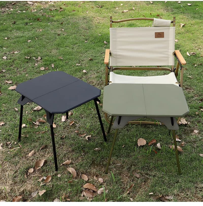 アウトドアテーブル 高低二段階調整機能付き折りたたみサイドテーブル