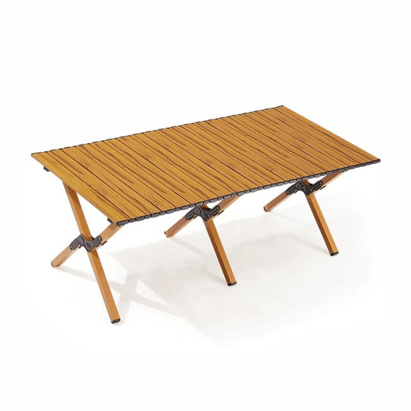 木のぬくもり感じる折りたたみ式アウトドアテーブル