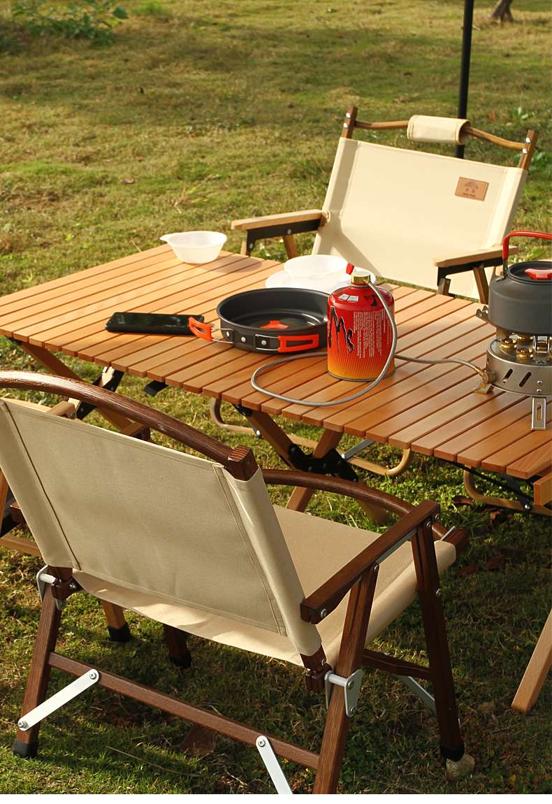 アウトドアテーブル 天然木製 折り畳みキャンプテーブル