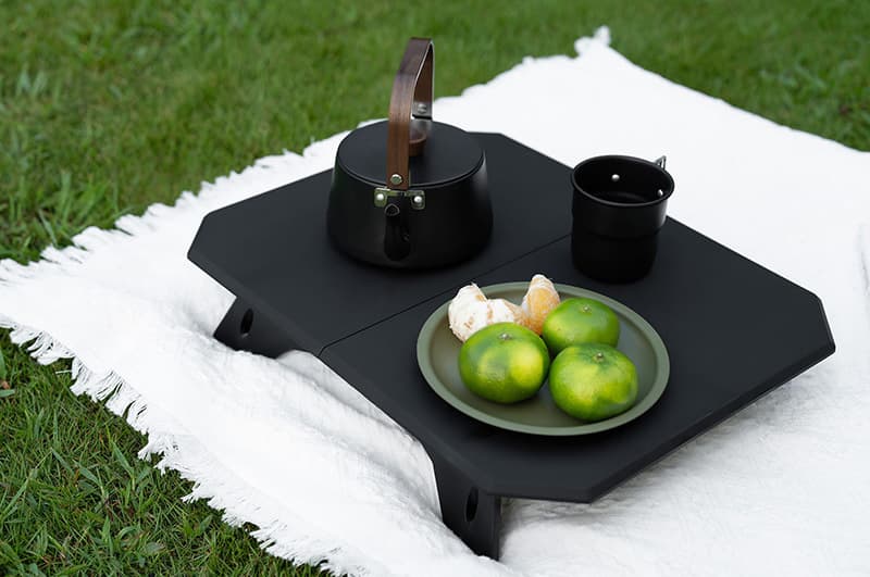 アウトドアテーブル 高低二段階調整機能付き折りたたみサイドテーブル